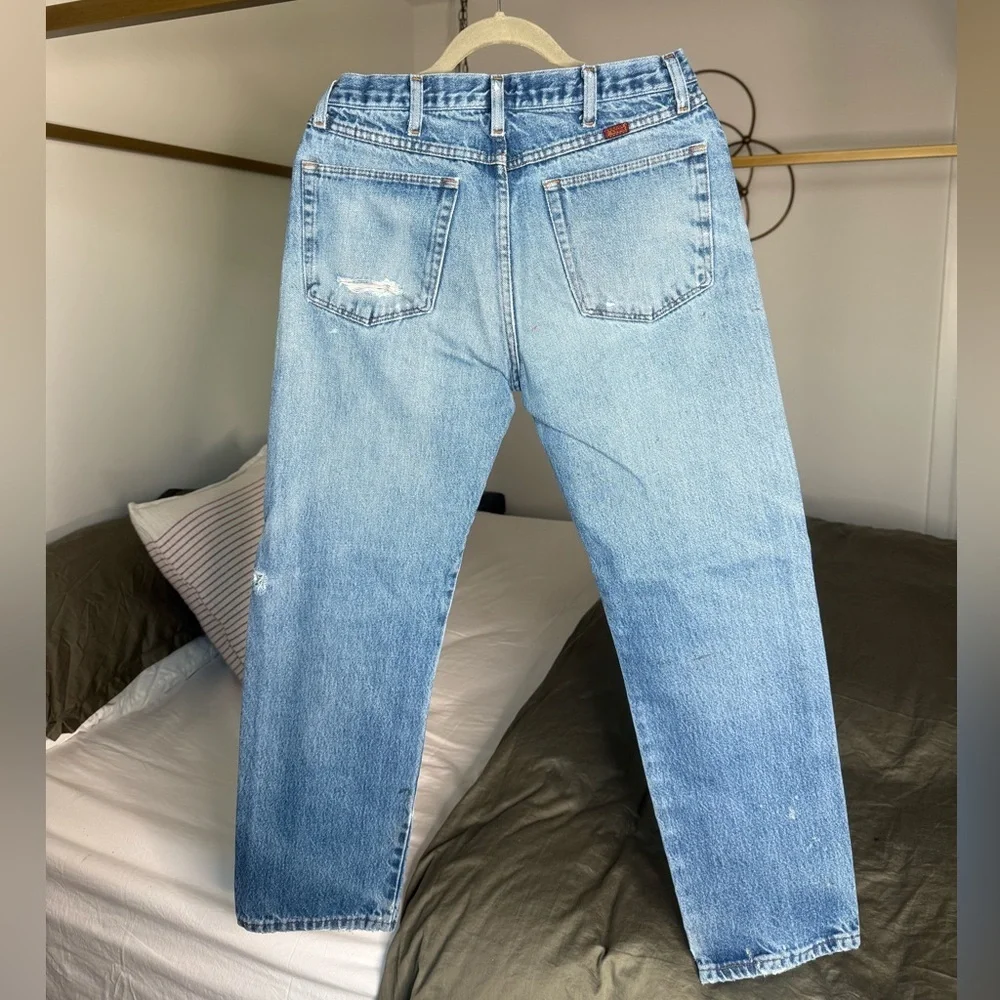 Vtg RUSTLER Thrashed Straight Jeans Mens 33x30 100% Cotton Distressed 90s Denim - Picture 2 of 11